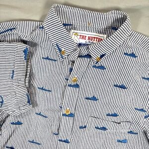 CHUBBIES 'The Nutter' Striped Embroidered Popover Shirt AOP Ship Mens S Nautical